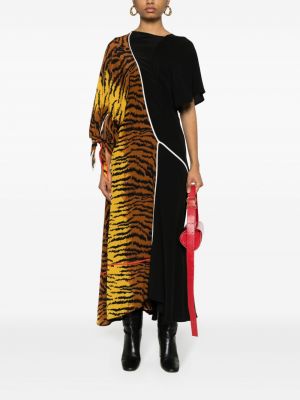 Sukienka długa z nadrukiem w tygrysie prążki Victoria Beckham
