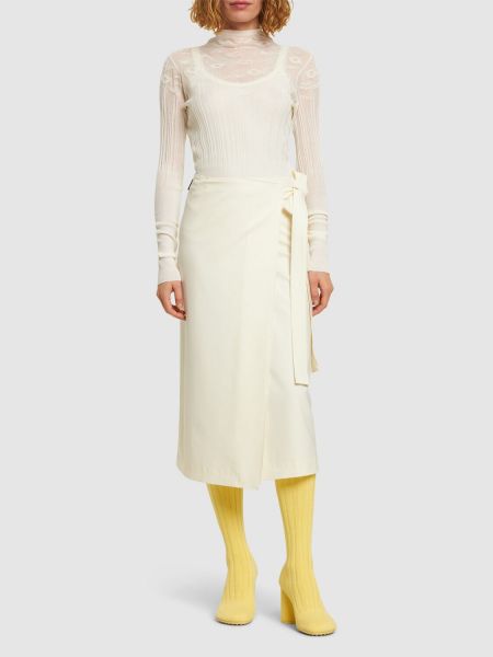 Falda midi de lana Msgm blanco