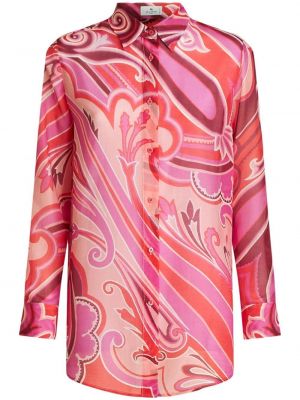 Chemise en cachemire à imprimé transparente Etro rose