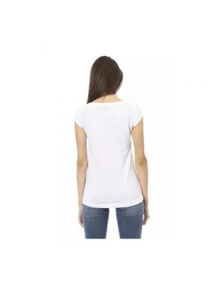 Camiseta de algodón con estampado Trussardi blanco