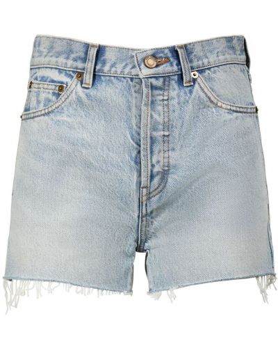 Pantalones cortos vaqueros slim fit de algodón Saint Laurent azul
