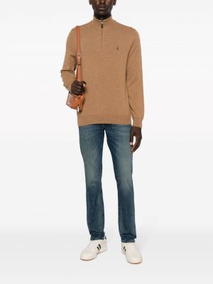 Slim fit džemperis ar zemu vidukli ar izšuvumiem Polo Ralph Lauren melns