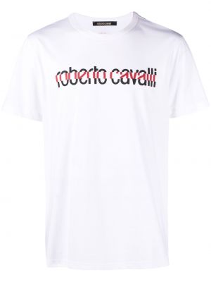 Тениска с принт Roberto Cavalli бяло