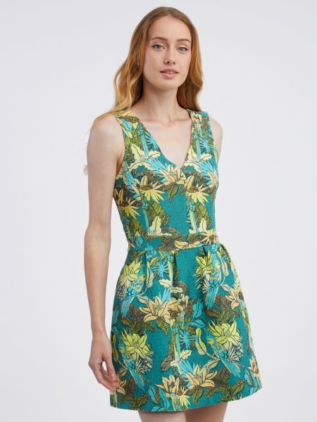 Trapez haljina s cvjetnim printom Camaieu zelena