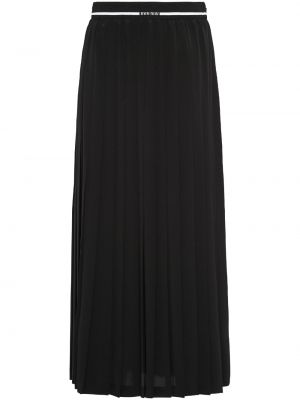 Krepová plisovaná midi sukňa Miu Miu čierna