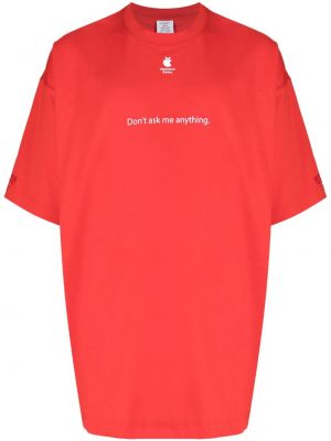 Памучна тениска с принт Vetements червено