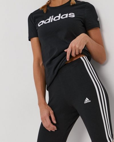Pantaloni scurți cu talie înaltă Adidas negru