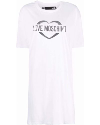 Рубашка платье с принтом Love Moschino, белый