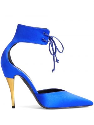Сатенени полуотворени обувки Gucci синьо