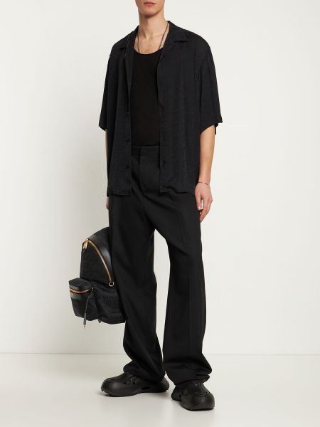 Viskózová hedvábná košile Moschino černá