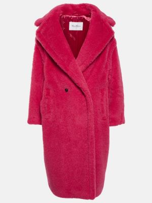 Hedvábný vlněný kabát z alpaky Max Mara červený
