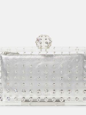 Bolso clutch de cristal Aquazzura plateado