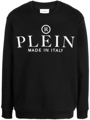 Bombažni pulover s potiskom Philipp Plein črna