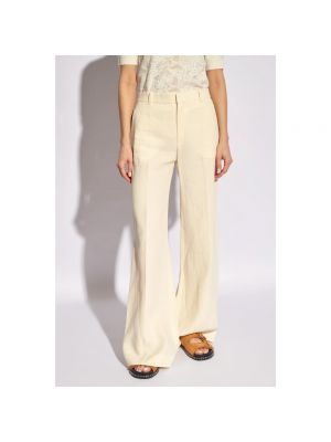 Pantalones de lino plisados Chloé beige