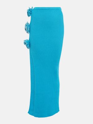 Jupe mi-longue en coton à imprimé Giuseppe Di Morabito bleu