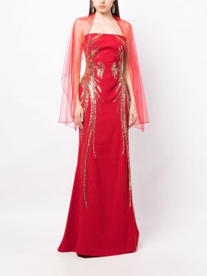 Sukienka koktajlowa z cekinami Saiid Kobeisy czerwona