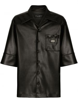 Camicia di pelle a maniche corte Dolce & Gabbana nero
