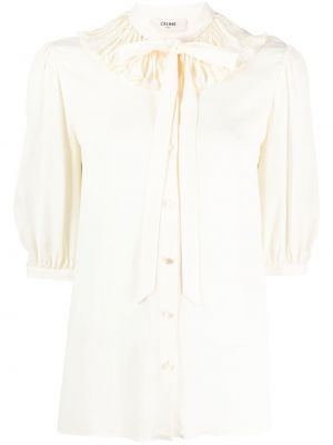 Блуза с копчета с волани Céline Pre-owned бяло