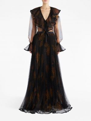 Plisované dlouhá sukně s potiskem Etro černé