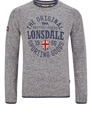 Pulover slim fit tricotate Lonsdale gri