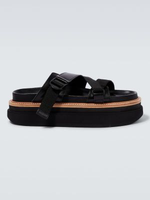 Kožené sandále na platforme Sacai čierna
