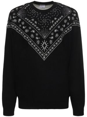 Pull en laine en tricot à imprimé Marcelo Burlon County Of Milan noir