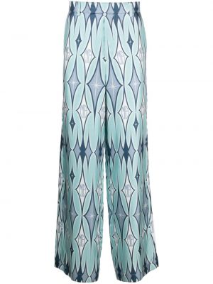 Svilene hlače s printom sa argyle uzorkom Amiri plava