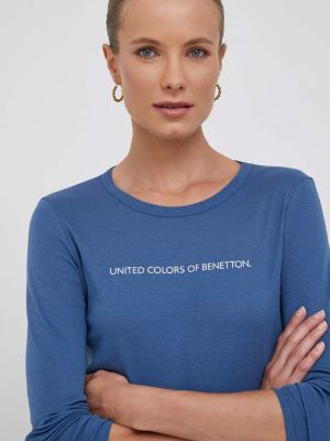 Pamučna majica dugih rukava sa dugačkim rukavima United Colors Of Benetton plava