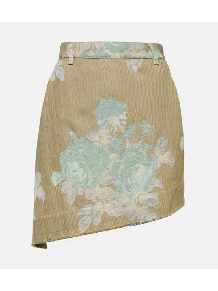 Asimetriškas gėlėtas džinsinis sijonas Vivienne Westwood žalia