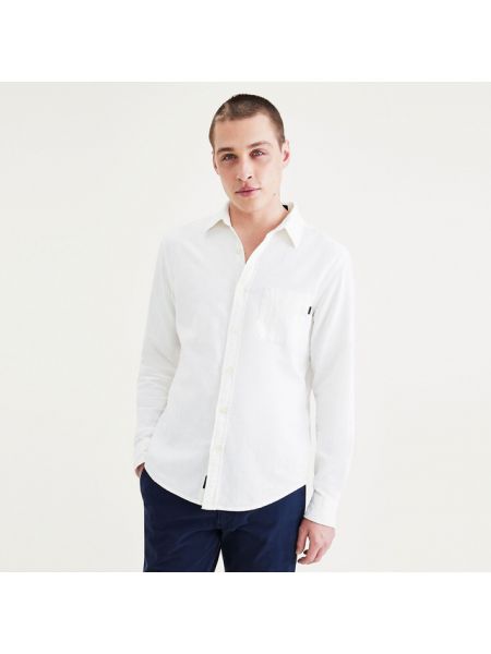 Camisa de lino slim fit de algodón Dockers blanco