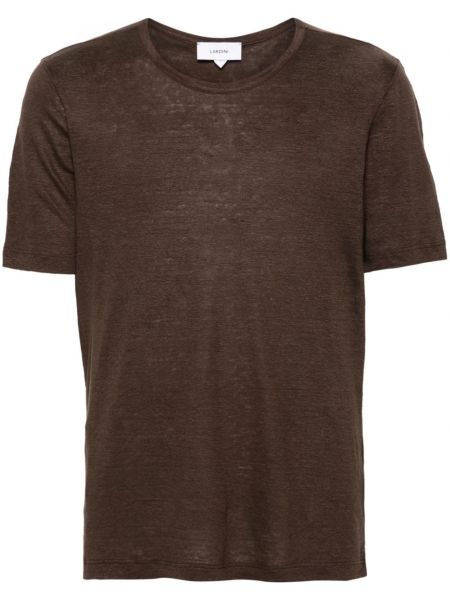 Lininis marškinėliai Lardini ruda