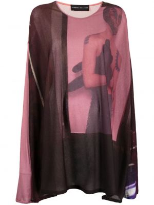 Oversize тениска с принт Barbara Bologna розово