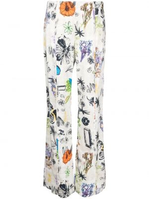 Pantaloni cu model floral cu imagine Bimba Y Lola alb
