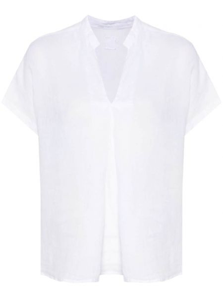 Πλισέ λινή μπλούζα 120% Lino λευκό