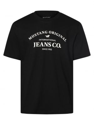 Koszulka bawełniana z nadrukiem Mustang czarna