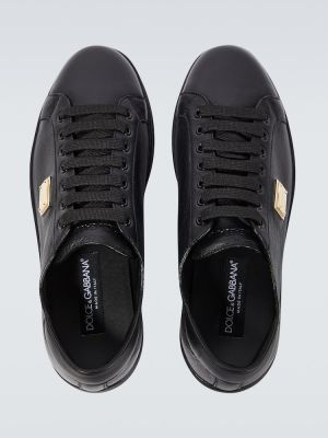 Sneakersy skórzane Dolce&gabbana czarne