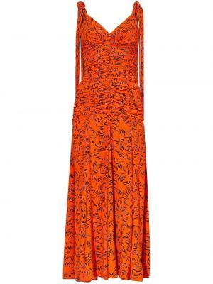 Květinové midi šaty bez rukávů s výstřihem do v Proenza Schouler - oranžová