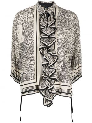 Svilena bluza z abstraktnimi vzorci Ibrigu črna
