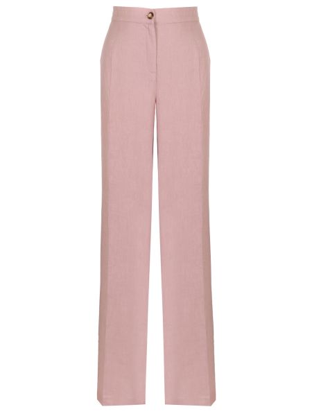 Льняные прямые брюки Elena Miro розовые