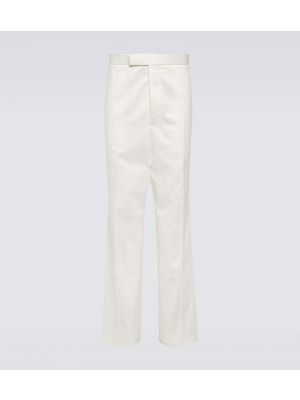 Pantaloni chino cu talie înaltă din bumbac Thom Browne alb