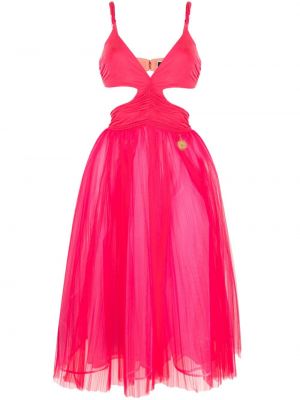 Tylové midi šaty Elisabetta Franchi růžové