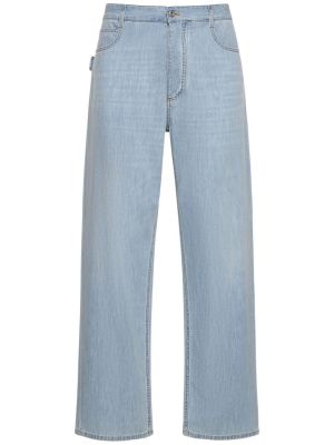 Voľné voľné džínsy s rovným strihom Bottega Veneta modrá