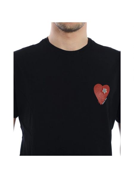 Camiseta manga corta de estrellas con corazón Daniele Alessandrini negro