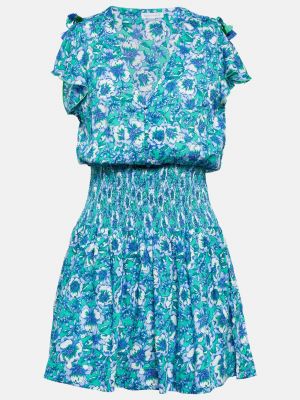 Платье мини в цветочек с принтом Poupette St Barth синее