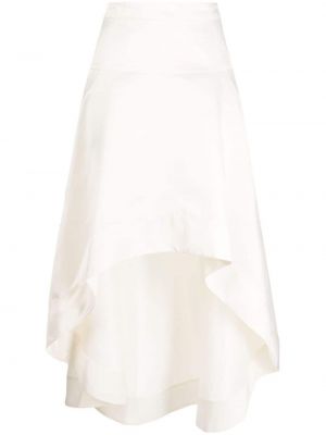 Asymetrická saténová sukňa s vysokým pásom Cynthia Rowley biela