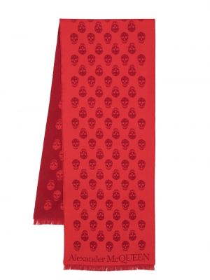 Echarpe en laine à imprimé Alexander Mcqueen rouge