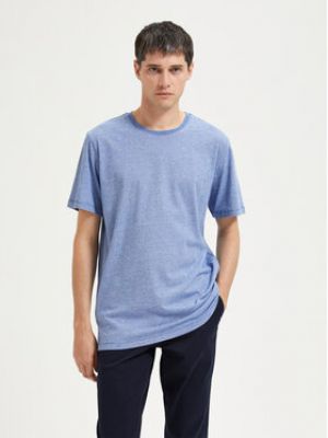Priliehavé tričko Selected Homme modrá