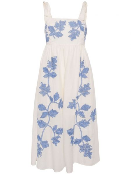 Midi haljina s cvjetnim printom Tanya Taylor bijela