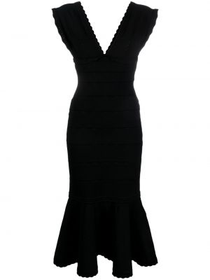 Koktel haljina s v-izrezom Victoria Beckham crna