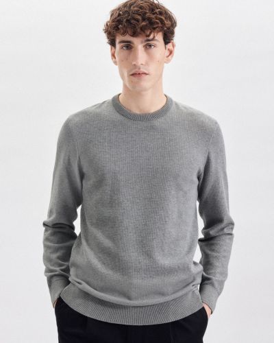 Меланжов пуловер Seidensticker сиво